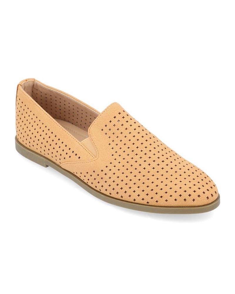 Women's Lucie Perforated Loafers Tan/Beige $42.30 Shoes