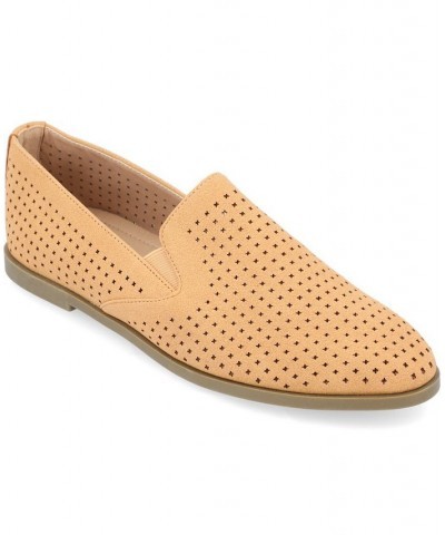 Women's Lucie Perforated Loafers Tan/Beige $42.30 Shoes