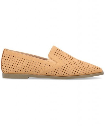 Women's Lucie Perforated Loafers Tan/Beige $42.30 Shoes