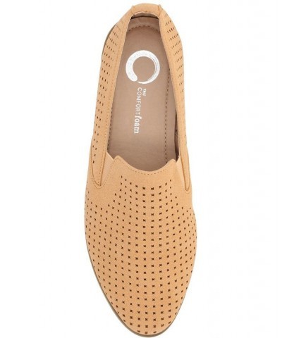 Women's Lucie Perforated Loafers Tan/Beige $42.30 Shoes