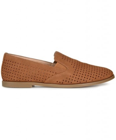 Women's Lucie Perforated Loafers Tan/Beige $42.30 Shoes