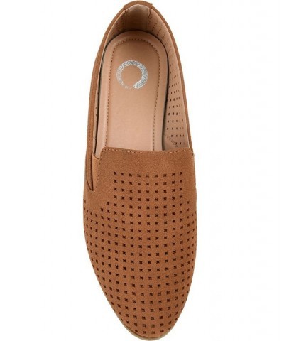 Women's Lucie Perforated Loafers Tan/Beige $42.30 Shoes