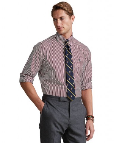 Men's Classic-Fit Striped Stretch Poplin Shirt Red $25.11 Shirts