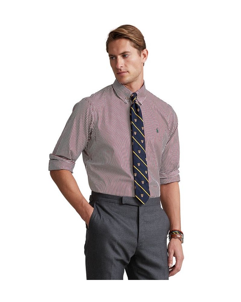 Men's Classic-Fit Striped Stretch Poplin Shirt Red $25.11 Shirts