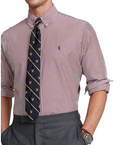 Men's Classic-Fit Striped Stretch Poplin Shirt Red $25.11 Shirts