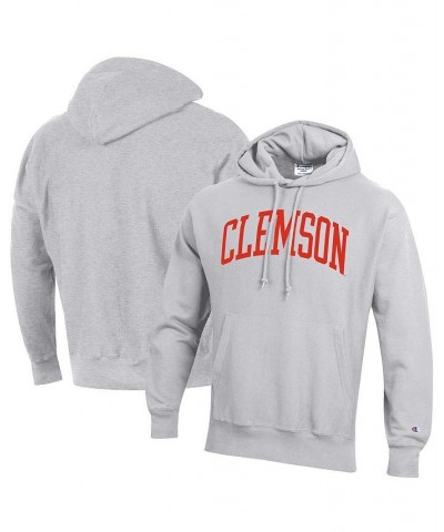 Men's Heathered Gray Clemson Tigers Team Arch Reverse Weave Pullover Hoodie $41.80 Sweatshirt