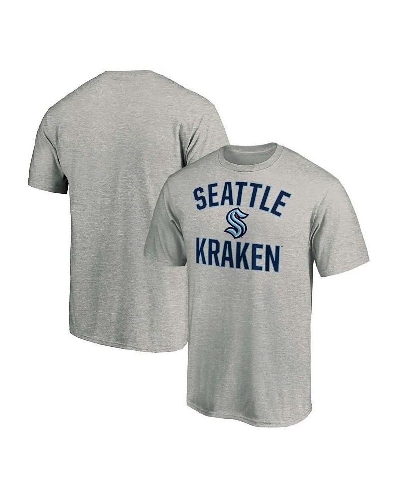 Men's Heather Gray Seattle Kraken Victory Arch T-shirt $14.57 T-Shirts