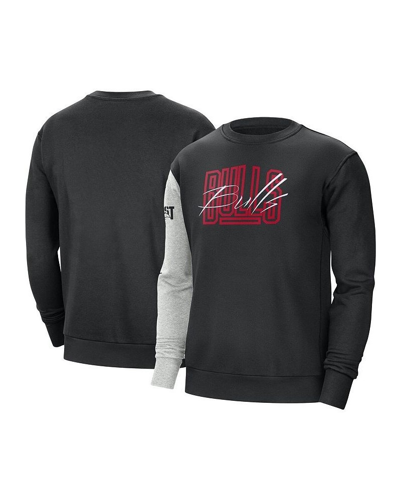 Men's Black and Heather Gray Chicago Bulls Courtside Versus Force and Flight Pullover Sweatshirt $44.10 Sweatshirt