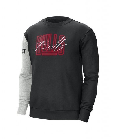 Men's Black and Heather Gray Chicago Bulls Courtside Versus Force and Flight Pullover Sweatshirt $44.10 Sweatshirt