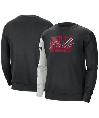 Men's Black and Heather Gray Chicago Bulls Courtside Versus Force and Flight Pullover Sweatshirt $44.10 Sweatshirt