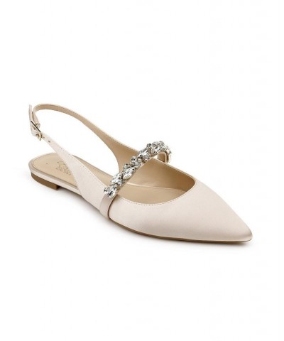 Women's Bambi Slingback Evening Flat Tan/Beige $40.59 Shoes