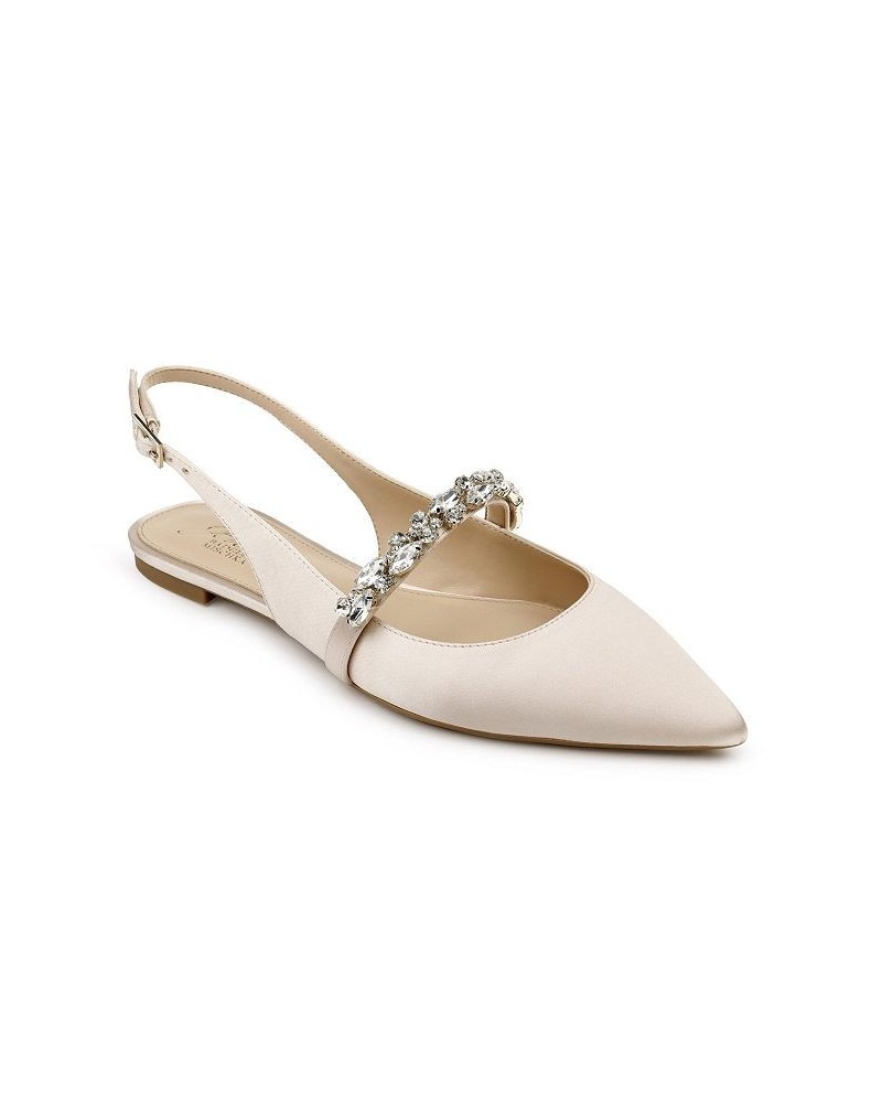 Women's Bambi Slingback Evening Flat Tan/Beige $40.59 Shoes