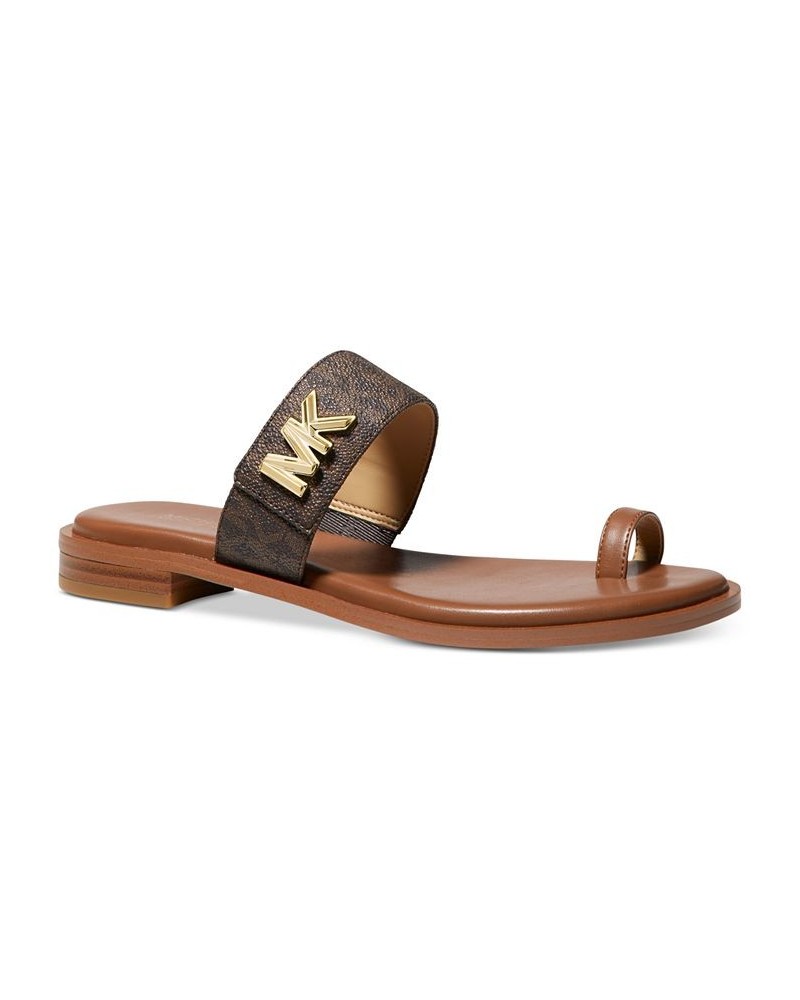 Women's Jilly Thong Flat Sandals Brown $49.50 Shoes