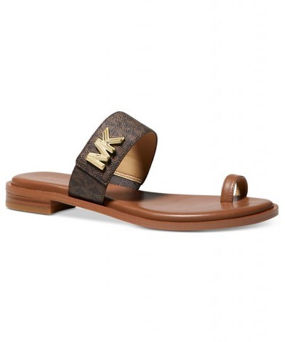 Women's Jilly Thong Flat Sandals Brown $49.50 Shoes