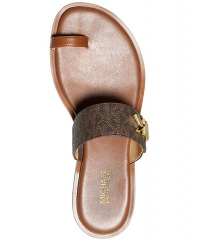 Women's Jilly Thong Flat Sandals Brown $49.50 Shoes