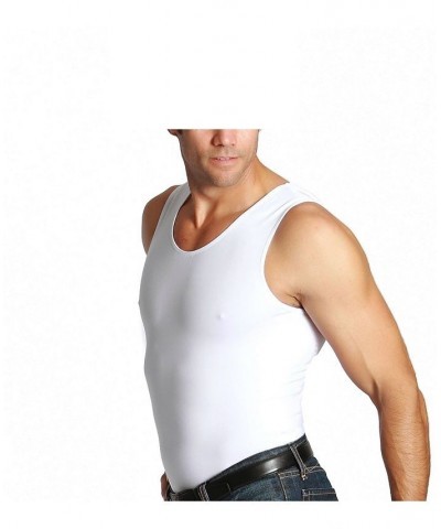 Men's Big & Tall Insta Slim Compression Muscle Tank Top White $35.67 Undershirt