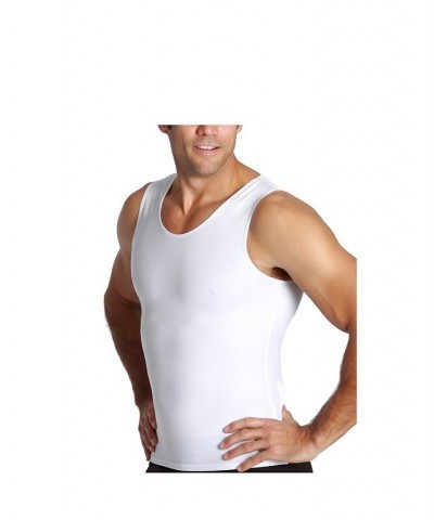 Men's Big & Tall Insta Slim Compression Muscle Tank Top White $35.67 Undershirt