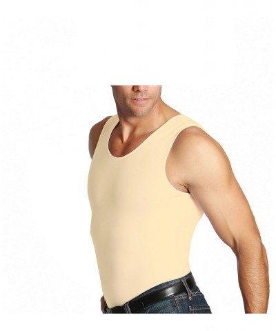 Men's Big & Tall Insta Slim Compression Muscle Tank Top White $35.67 Undershirt