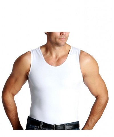 Men's Big & Tall Insta Slim Compression Muscle Tank Top White $35.67 Undershirt