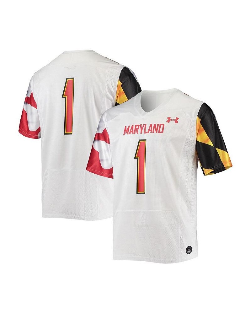 Men's 1 White Maryland Terrapins Replica Player Jersey $48.30 Jersey