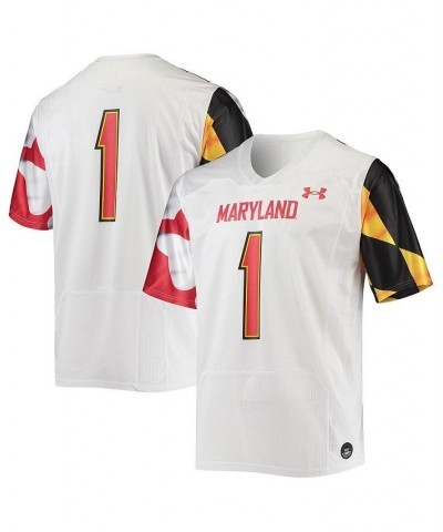 Men's 1 White Maryland Terrapins Replica Player Jersey $48.30 Jersey