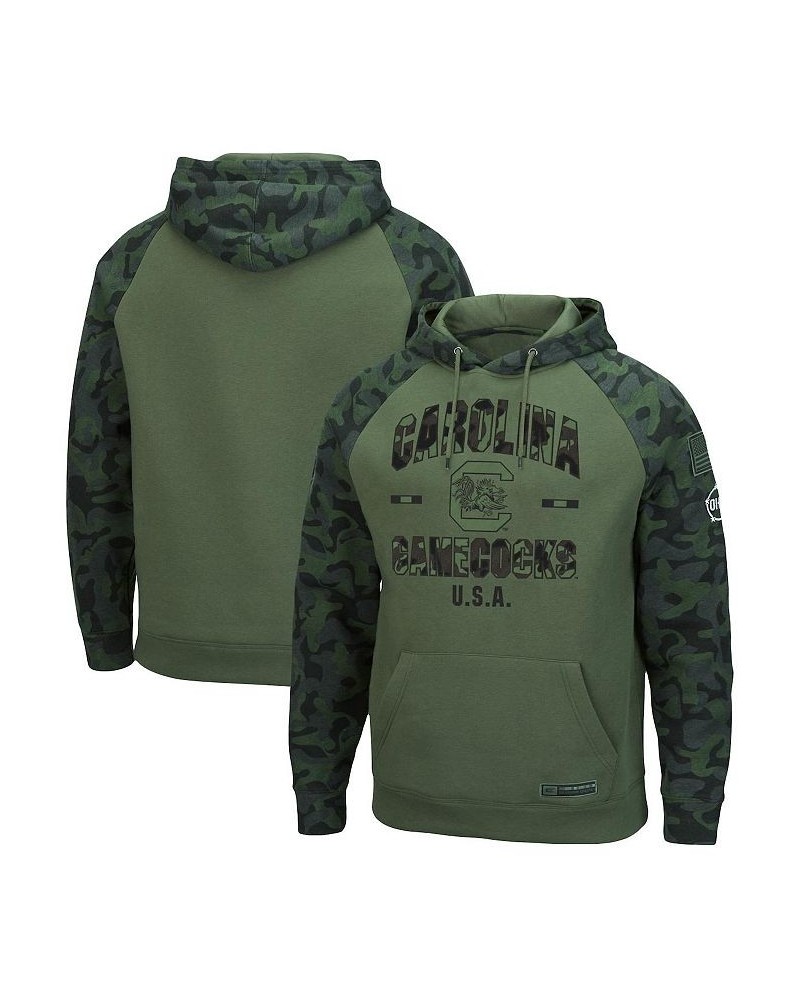 Men's Olive, Camo South Carolina Gamecocks OHT Military-Inspired Appreciation Raglan Pullover Hoodie $38.99 Sweatshirt