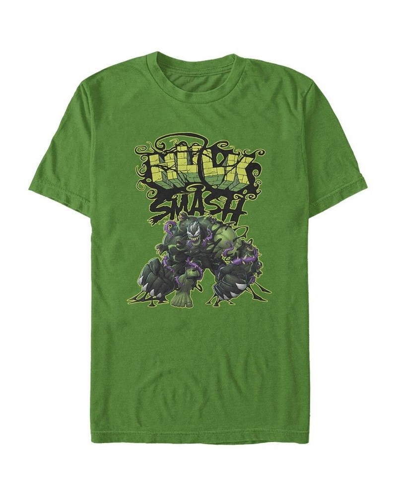 Men's Venom Hulk Smash Short Sleeve Crew T-shirt Green $20.99 T-Shirts