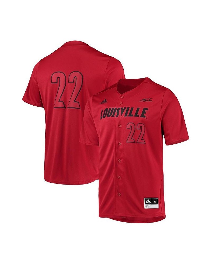 Men's 22 Red Louisville Cardinals Button-Up Baseball Jersey $34.30 Jersey