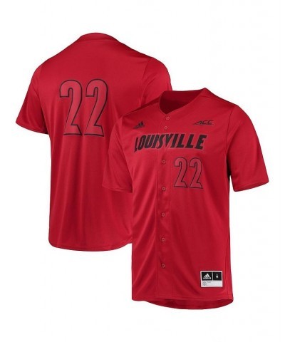 Men's 22 Red Louisville Cardinals Button-Up Baseball Jersey $34.30 Jersey