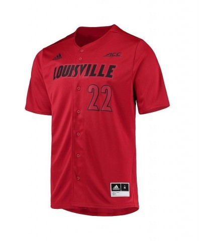 Men's 22 Red Louisville Cardinals Button-Up Baseball Jersey $34.30 Jersey