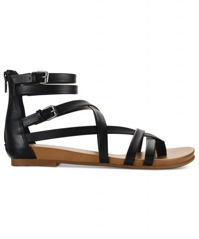 Chelseaa Gladiator Flat Sandals Black $34.75 Shoes