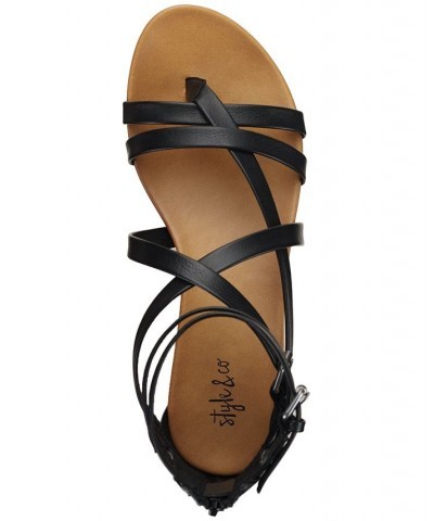 Chelseaa Gladiator Flat Sandals Black $34.75 Shoes