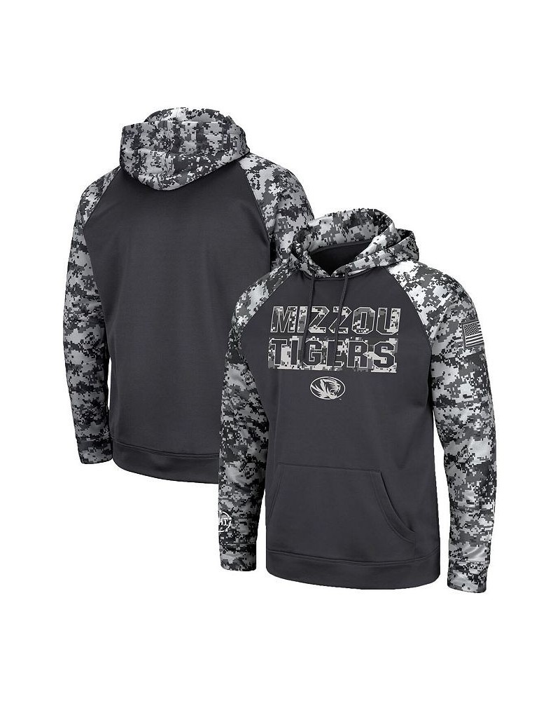 Men's Charcoal Missouri Tigers OHT Military-Inspired Appreciation Digital Camo Pullover Hoodie $33.75 Sweatshirt