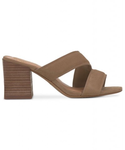 Jinani Asymmetrical Block-Heel City Sandals Tan/Beige $39.24 Shoes