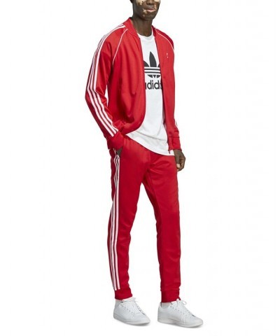 Men's Adicolor Classics Super Star Cuff Track Pants Red $30.75 Pants