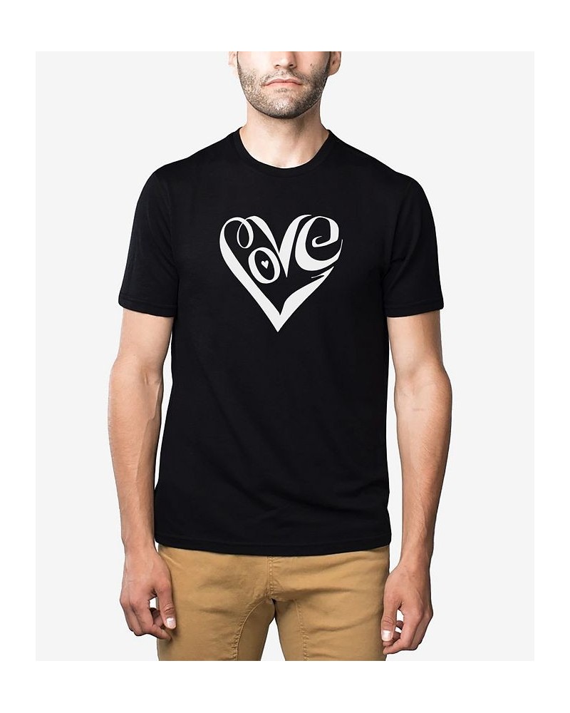 Men's Premium Blend Word Art Script Love Heart T-shirt Black $21.15 T-Shirts