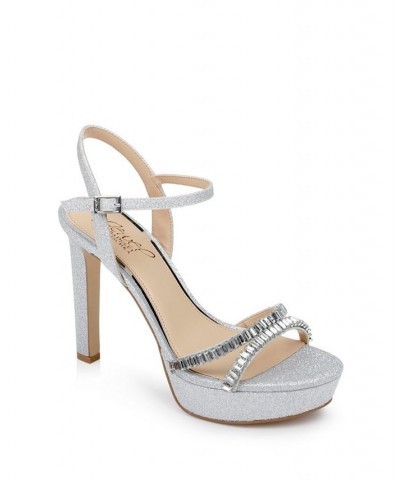 Women's Gallant Platform Evening Sandals Silver $44.48 Shoes