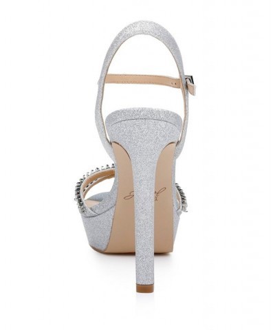 Women's Gallant Platform Evening Sandals Silver $44.48 Shoes