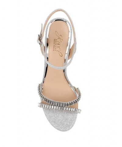 Women's Gallant Platform Evening Sandals Silver $44.48 Shoes