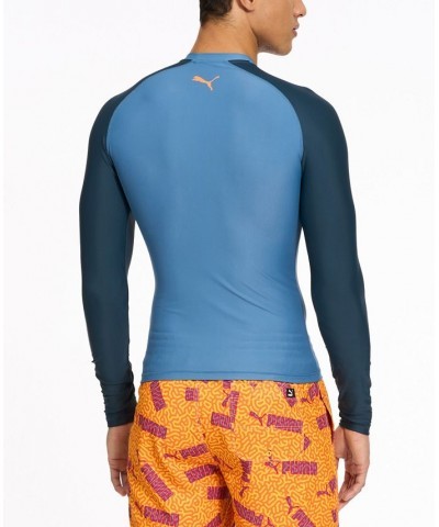 Men's Archive Performance-Fit Long-Sleeve Swim Shirt Blue $19.59 Swimsuits