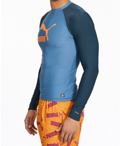 Men's Archive Performance-Fit Long-Sleeve Swim Shirt Blue $19.59 Swimsuits