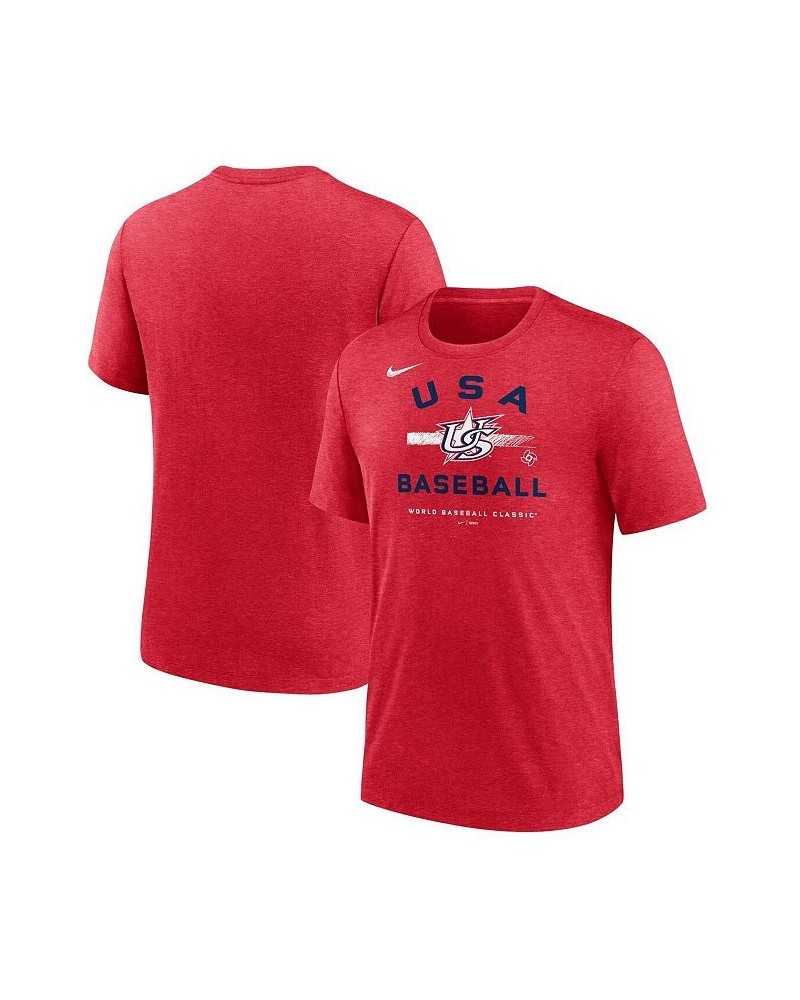 Men's Heather Red USA Baseball 2023 World Baseball Classic Tri-Blend T-shirt $21.00 T-Shirts