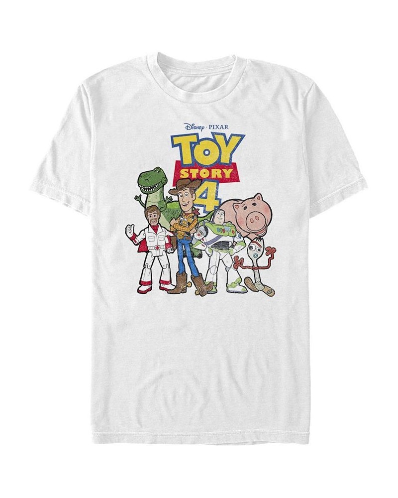 Men's Disney Pixar Toy Story 4 New Group Shot Movie Logo Poster Short Sleeve T-shirt White $20.29 T-Shirts