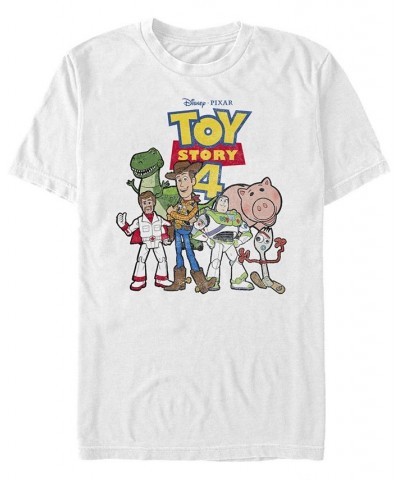 Men's Disney Pixar Toy Story 4 New Group Shot Movie Logo Poster Short Sleeve T-shirt White $20.29 T-Shirts