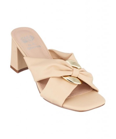 Women's Zane Heeled Slide Sandals Tan/Beige $42.39 Shoes