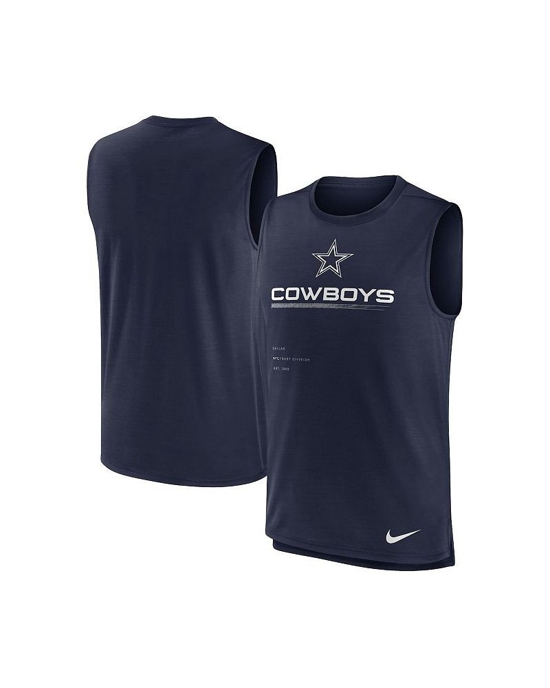 Men's Navy Dallas Cowboys Muscle Trainer Tank Top $20.87 T-Shirts