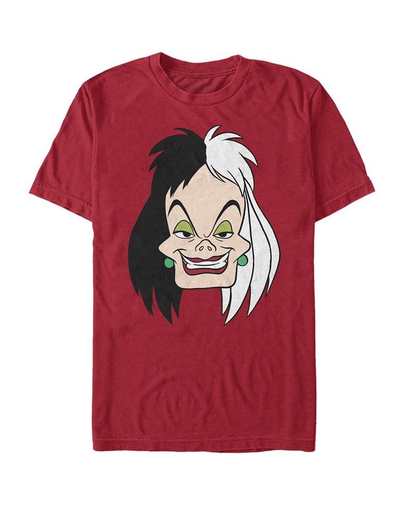 Men's Cruella Big Face Short Sleeve T-Shirt Red $17.15 T-Shirts