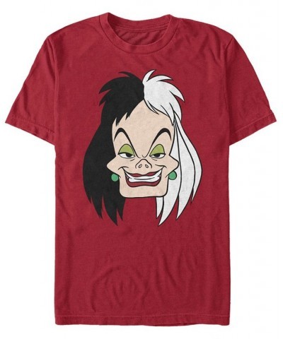 Men's Cruella Big Face Short Sleeve T-Shirt Red $17.15 T-Shirts