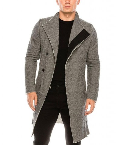 Men's Modern Asymmetrical Raw Edge Rebel Cardigan Sweater Gray $38.40 Sweaters