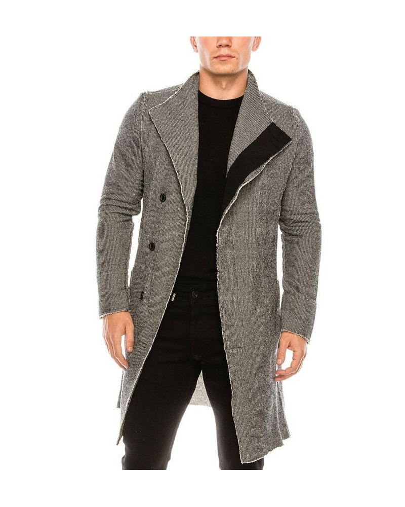 Men's Modern Asymmetrical Raw Edge Rebel Cardigan Sweater Gray $38.40 Sweaters